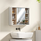 Armário de Espelho com Espaço Interno com Prateleiras Ajustáveis ​​Armário de Banheiro com Prateleiras Abertas 60x14.5x49.4 cm Branco e Carvalho — foto 7