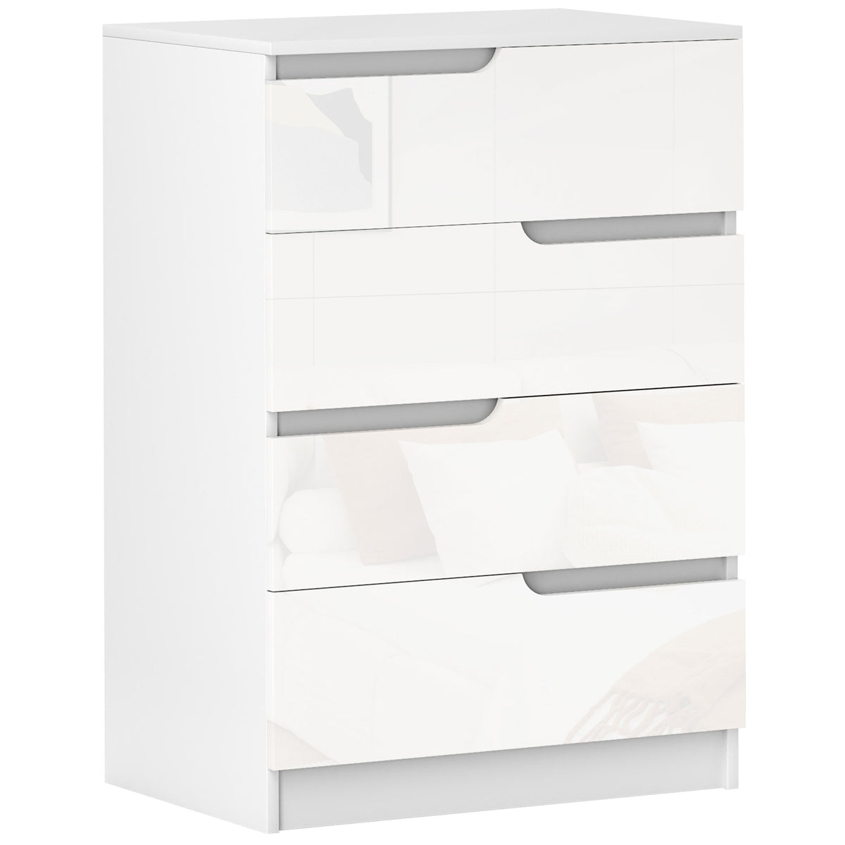 Cómoda com 4 Gavetas Cómoda de Dormitório Moderna com Sistema Anti-Tombo Cómoda para Sala de Estar Corredor 60x40x85 cm Branco — foto 1