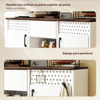 Aparador de 2 Portas com Orifícios Aparador de Sala com 2 Compartimentos e Gaveta Prateleiras Ajustáveis para Cozinha Entrada Dormitório 100x40x80 cm Branco e Castanho Rústico — foto 6