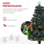 Árvore de Natal 120cm com 130 Luzes LED de Múltiplas Cores e Estrela Decorativa Ø66x120 cm Verde — foto 4