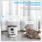 Comedouro Automático para Cães e Gatos 3,5L com Ecrã LED Temporizador Gravador de Voz Programável 4 Refeições ao Dia Tigela Removível e Lavável 20,5x25x28cm Branco — foto 5