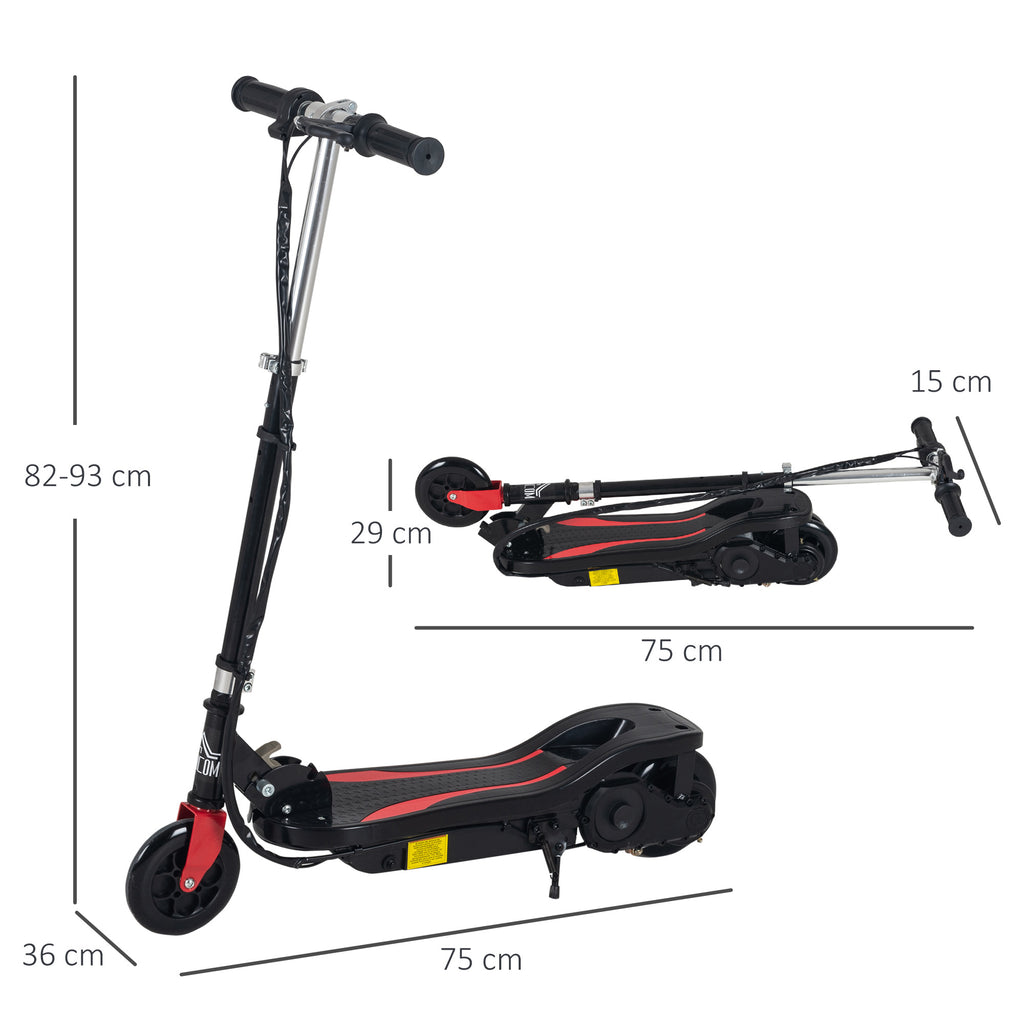 Trotinete Elétrico Dobrável Suporta até 50kg com Altura Ajustável Scooter Elétrica com Interruptor de Inicio e Freios 75x36x82-93cm Preto — foto 3