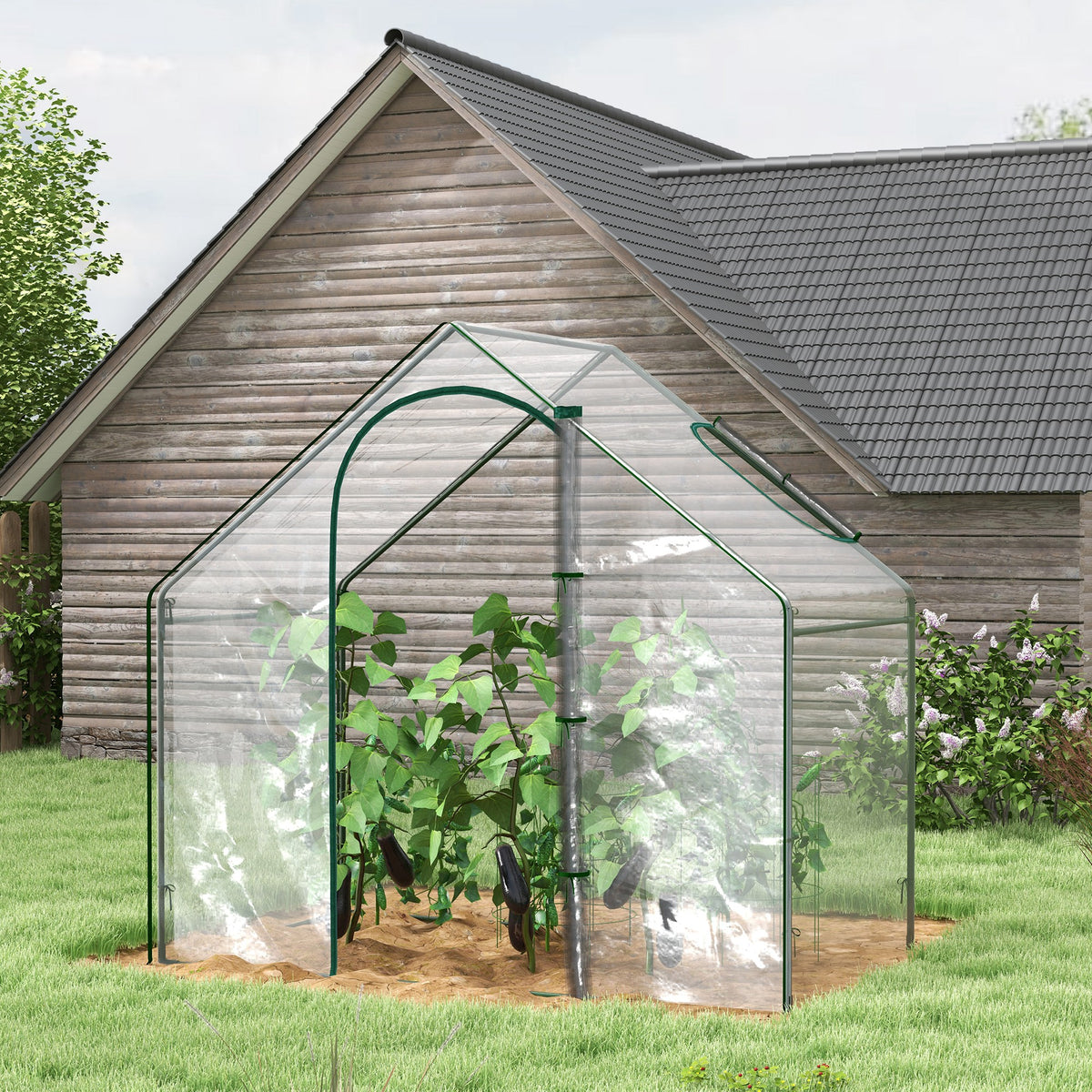 Estufa Transparente de Jardim 180x100x168 cm Estufa de Jardim com Porta Enrolável e Estrutura de Aço Transparente — foto 2