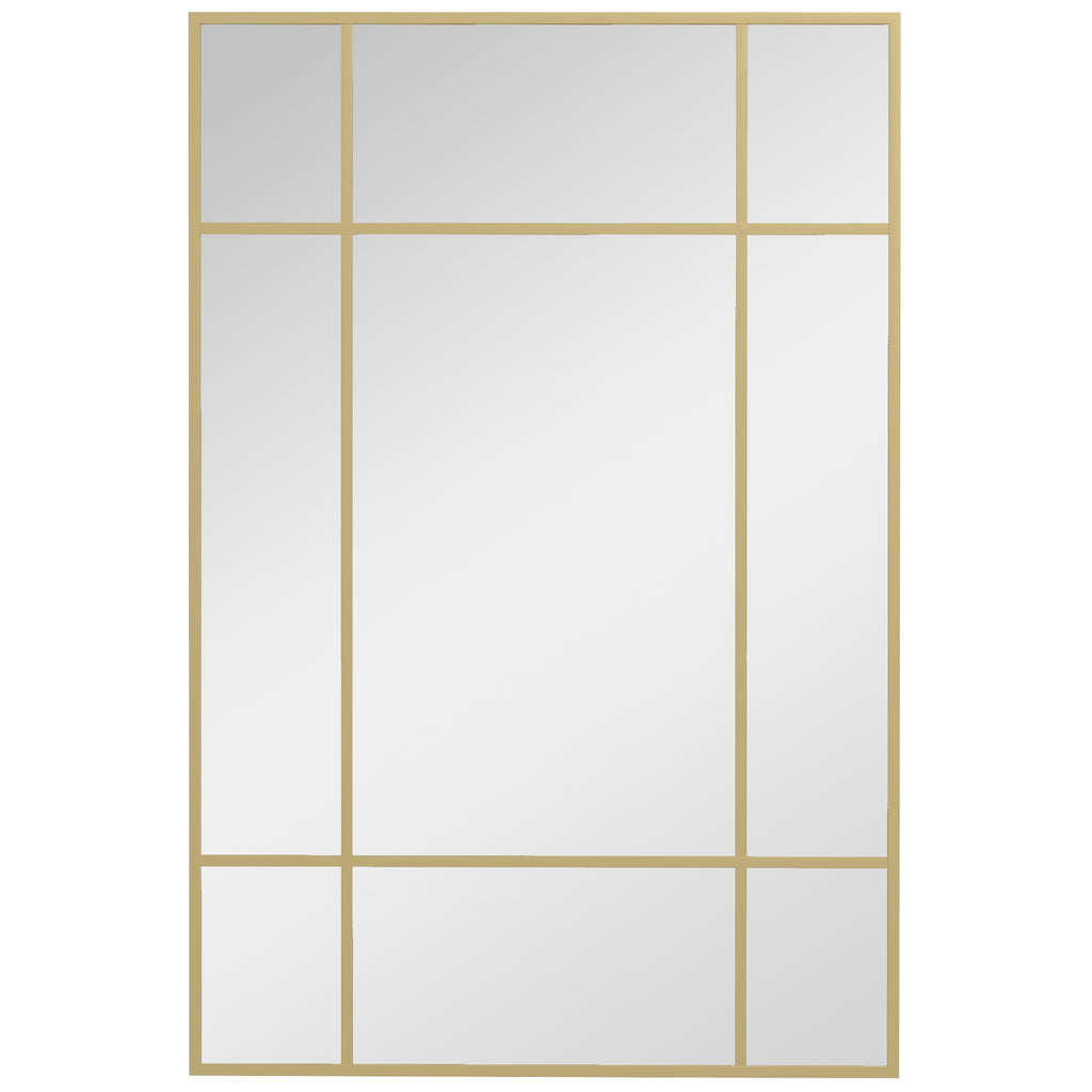 Espelho de Parede Retangular Espelho Estilo Janela 90x60 cm com Moldura de Metal Espelho Decorativo para Sala Quarto Entrada Dourado — foto 1