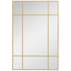 Espelho de Parede Retangular Espelho Estilo Janela 90x60 cm com Moldura de Metal Espelho Decorativo para Sala Quarto Entrada Dourado — foto 1