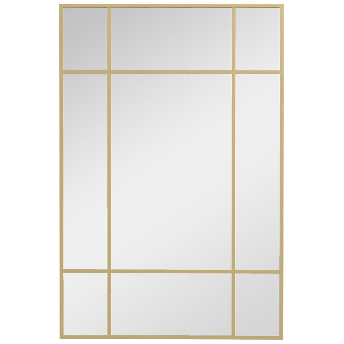 Espelho de Parede Retangular Espelho Estilo Janela 90x60 cm com Moldura de Metal Espelho Decorativo para Sala Quarto Entrada Dourado — foto 1