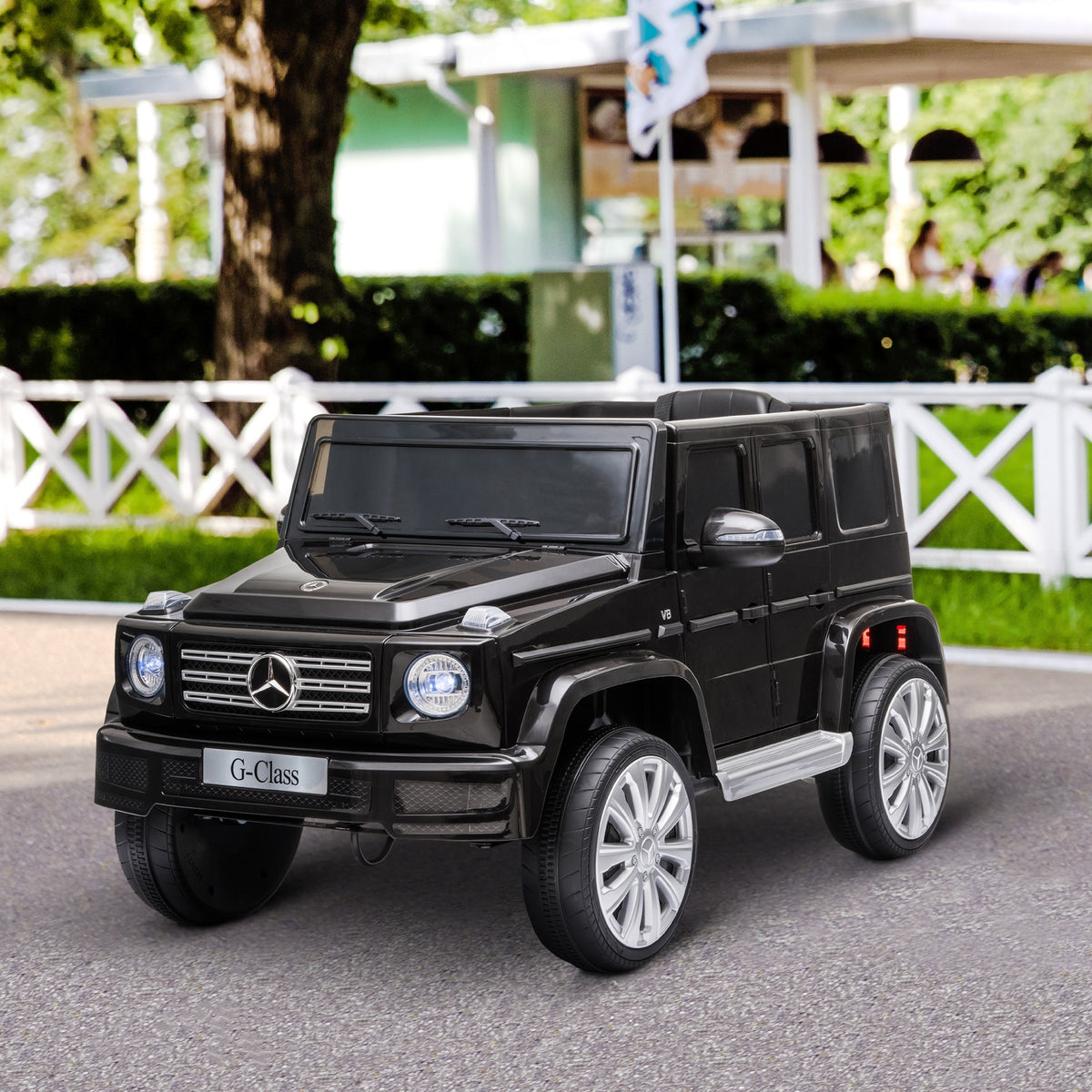 Carro Elétrico para Crianças acima de 3 Anos BENZ G500 Todo-o-Terreno com Bateria 12V Veículo Elétrico com Controlo Remoto Música Buzina Velocidade 3-5 km/h Carga 30 kg Preto — foto 2