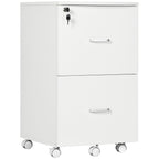 Bloco de Gavetas de Escritório Móvel Auxiliar para Arquivos com 2 Gavetas Fechadura 2 Chaves 5 Rodas e 2 Freios para Estúdio Escritório Dormitório 43x45x72cm Branco — foto 1