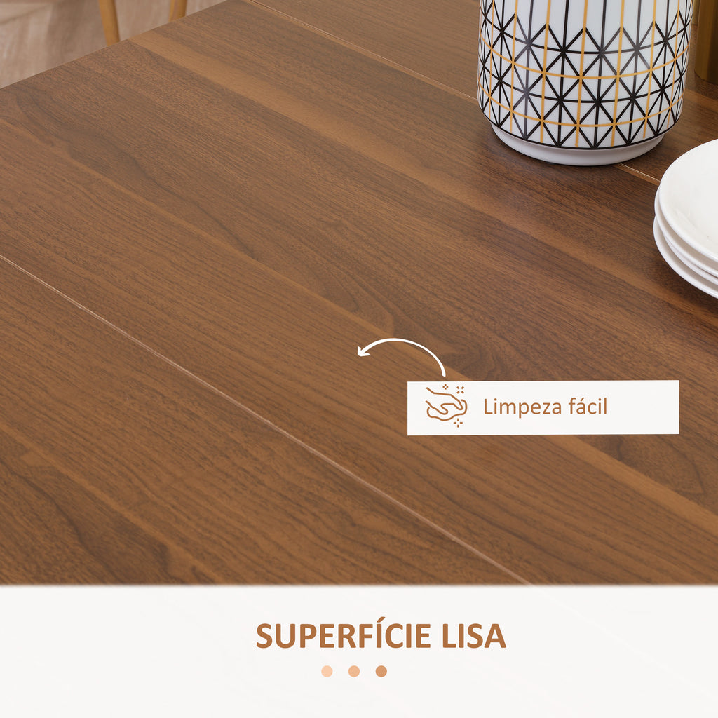Mesa de Jantar Extensível para 4-6 Pessoas com Lateral Abatível Mesa Auxiliar Multifuncional para Escritório Cozinha Carga Máxima 60kg 180x85x75cm Marrom — foto 6