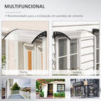 Marquise de Proteção para Portas e Janelas Contra Sol e Chuva Telhado de Proteção com Desenho Moderno 150x90x25 cm Transparente e Preto — foto 6