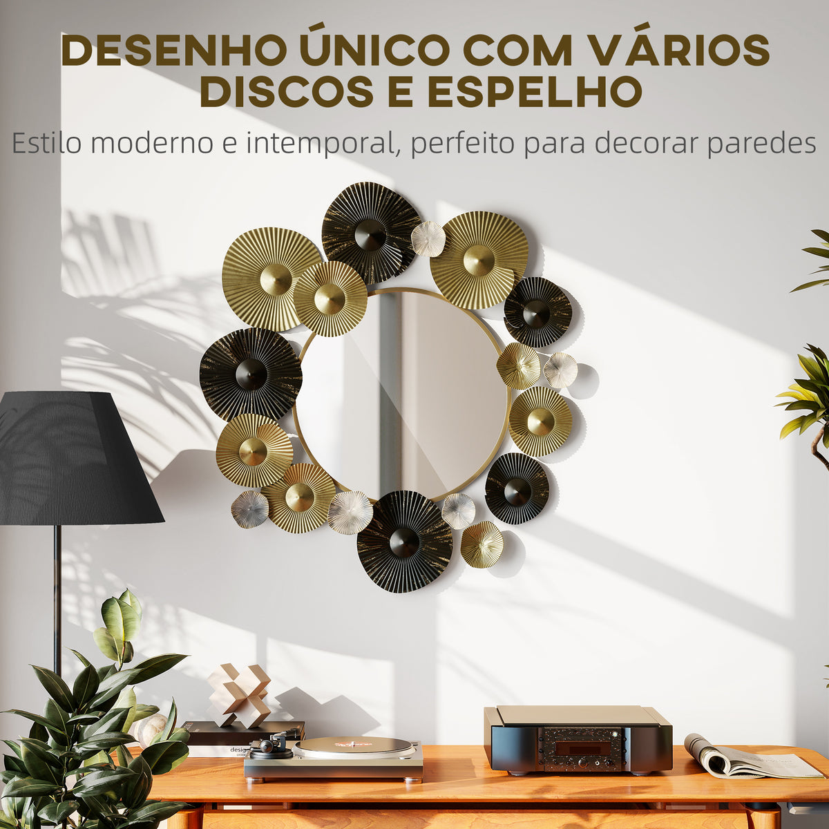Espelho Decorativo de Parede Decoração de Parede Metálica com Espelho para Sala, Quarto Corredor 84x84 cm Dourado e Preto — foto 4