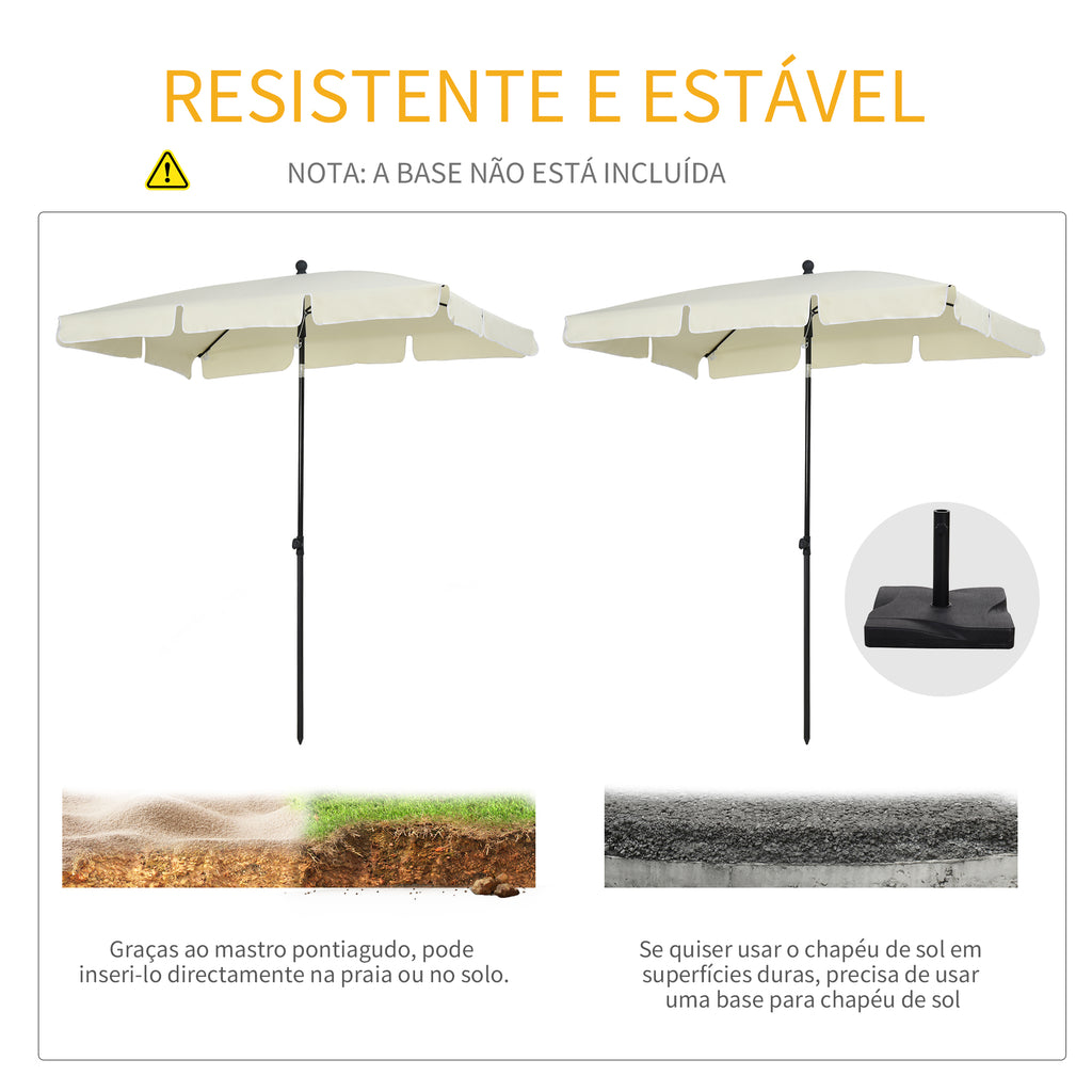 Chapéu de Sol Retangular de Jardim 198x130x240cm Chapéu de Sol de Alumínio com Função de Inclinação para Terraço Pátio Exterior Creme — foto 6