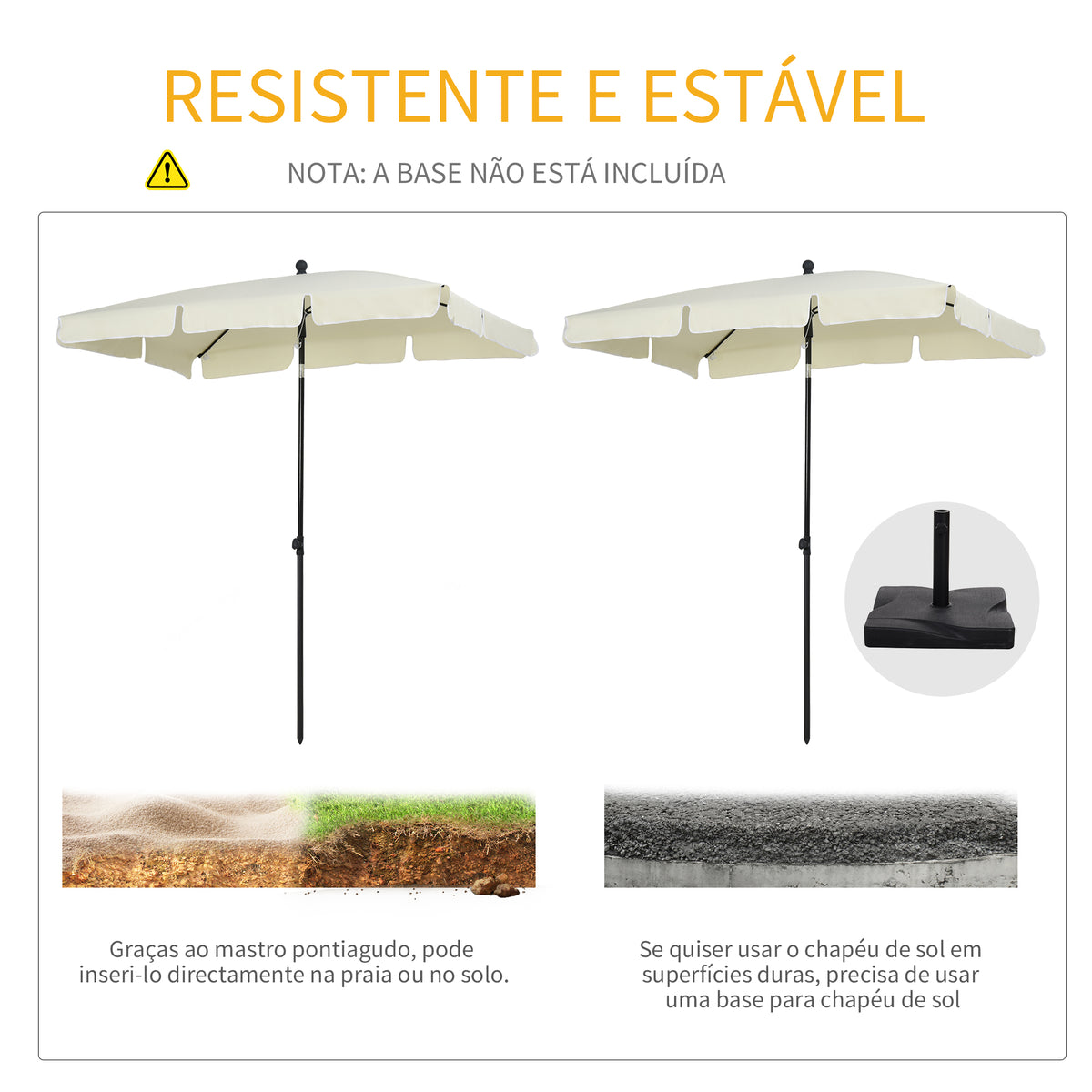Chapéu de Sol Retangular de Jardim 198x130x240cm Chapéu de Sol de Alumínio com Função de Inclinação para Terraço Pátio Exterior Creme — foto 6