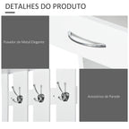 Móvel Cabide de Entrada de 3 Peças Armário de Entrada com Cabide Espelho Sapateira e Gaveta 90x10x102 cm Branco — foto 5