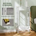 Cómoda para Dormitório Cómoda de Tecido com 4 Gavetas Dobráveis com Frentes de Couro PU e Estrutura de Aço Cómoda para Dormitório 46x30x98 cm Branco — foto 6