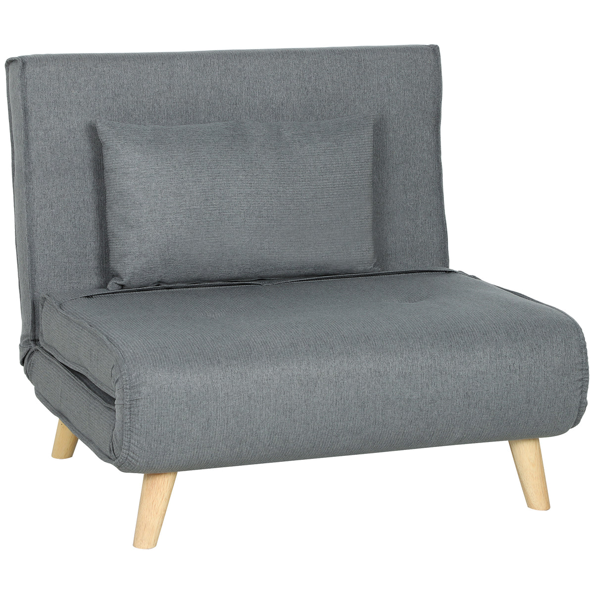 Poltrona 2 em 1 Sofá Cama Individual Dobrável com Encosto Ajustável e Almofada para Sala de Estar Dormitório Escritório Carga 125 kg 90x78x79 cm Cinza — foto 1