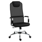 Cadeira de escritório ergonômica basculante e giratória com altura de assento ajustável com encosto de cabeça e malha de encosto alto 65,5x62,5x117-127 cm Preto — foto 1