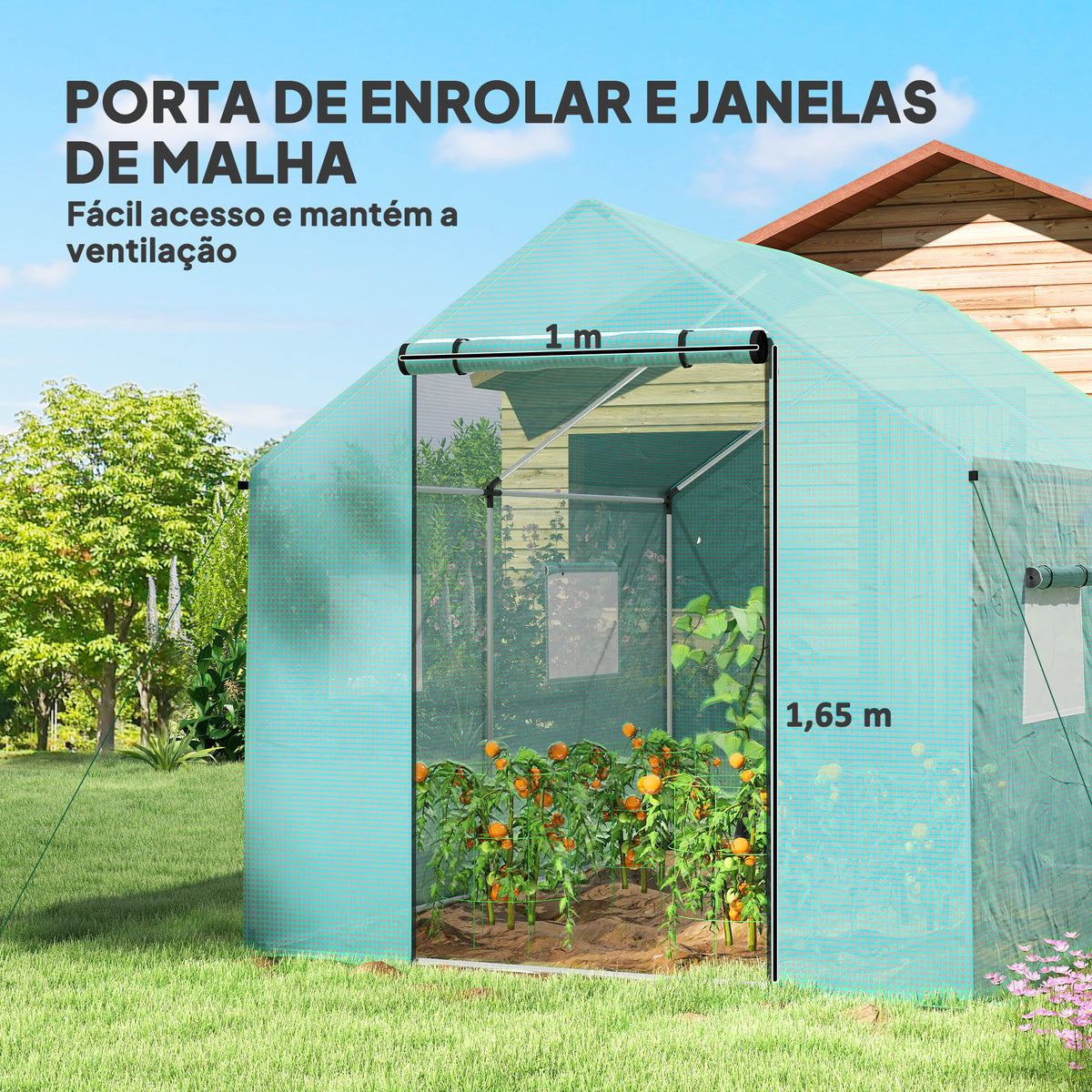 Estufa tipo Túnel 2x3x2 m Estufa de Exterior com 4 Janelas de Malha e Porta com Fecho de Correr Estufa para Cultivos Anti UV para Pátio Jardim Verde — foto 5