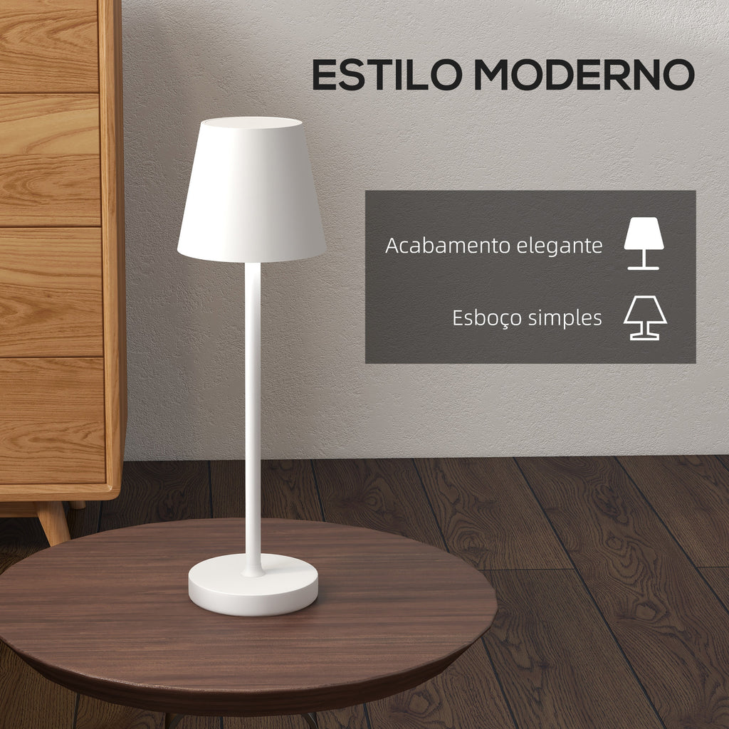 Candeeiro de Mesa com Luzes LED Candeeiro de Mesa Sem Fios Recarregável por USB-C 3 Cores Ecrã de Acrílico para Quarto Sala Ø11,2x36,5 cm Branco - Modelo 1 — foto 6