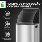 Balde de Lixo de Cozinha com 2 Compartimentos 2x30L Cubo de Lixo de Aço Inoxidável com Pedal Fechamento Suave e Cubo Amovível para Escritório Cozinha Prata — foto 6