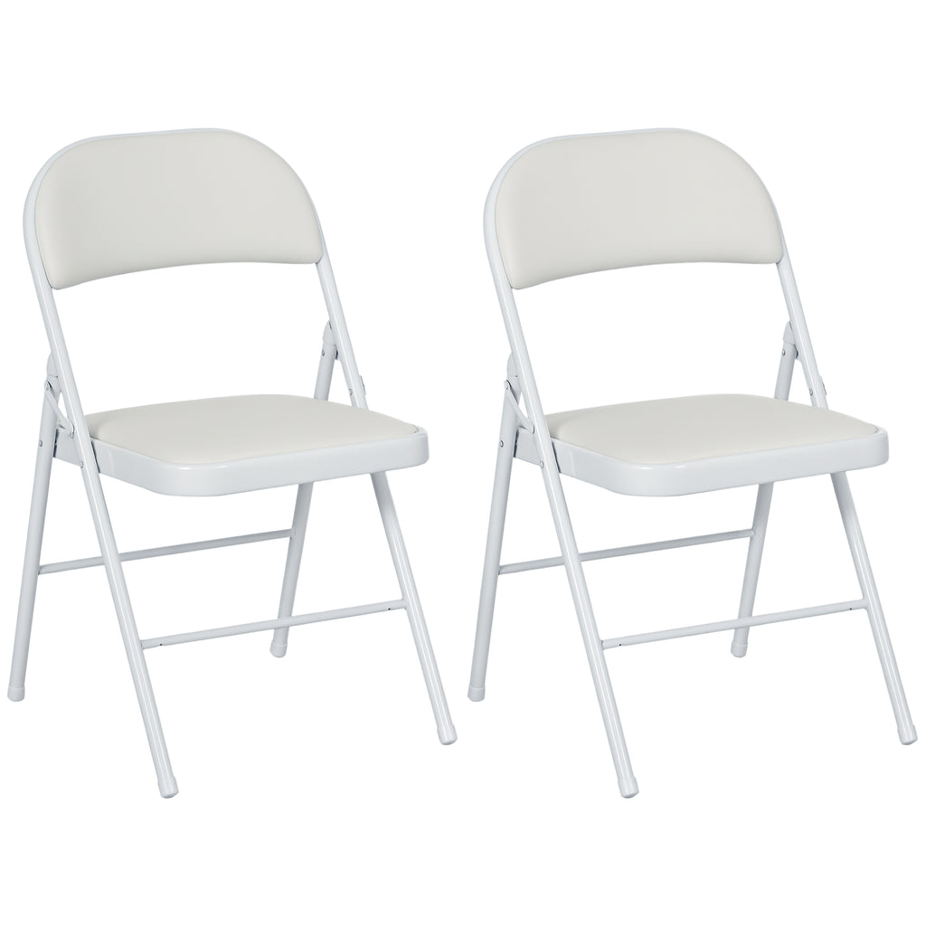 Conjunto de 2 Cadeiras Dobráveis Cadeiras Dobráveis com Encosto e Estrutura de Aço para Sala de Estar Escritório Estúdio 45x46x78 cm Branco — foto 1
