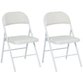Conjunto de 2 Cadeiras Dobráveis Cadeiras Dobráveis com Encosto e Estrutura de Aço para Sala de Estar Escritório Estúdio 45x46x78 cm Branco — foto 1