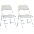Conjunto de 2 Cadeiras Dobráveis Cadeiras Dobráveis com Encosto e Estrutura de Aço para Sala de Estar Escritório Estúdio 45x46x78 cm Branco — foto 1