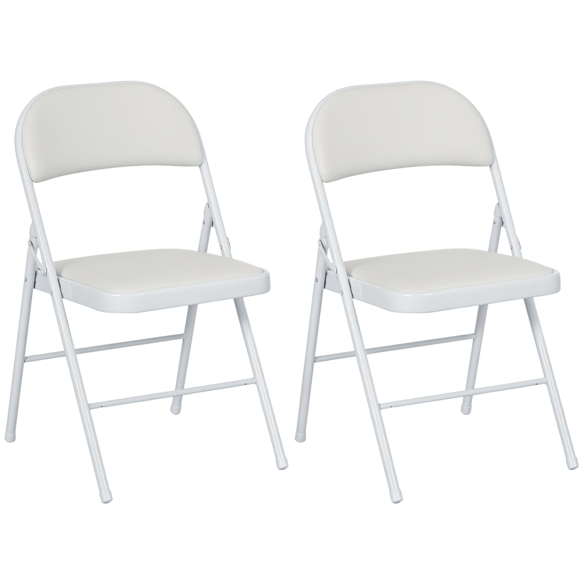 Conjunto de 2 Cadeiras Dobráveis Cadeiras Dobráveis com Encosto e Estrutura de Aço para Sala de Estar Escritório Estúdio 45x46x78 cm Branco — foto 1