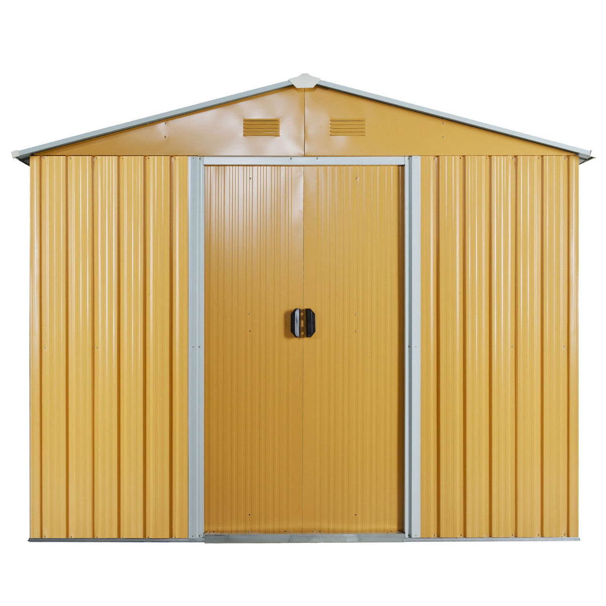 Abrigo de Jardim de 3,6 m² 236x174x190 cm Abrigo de Exterior para Armazenamento de Ferramentas com Portas de Correr e 4 Janelas de Ventilação para Pátio Ocre — foto 1