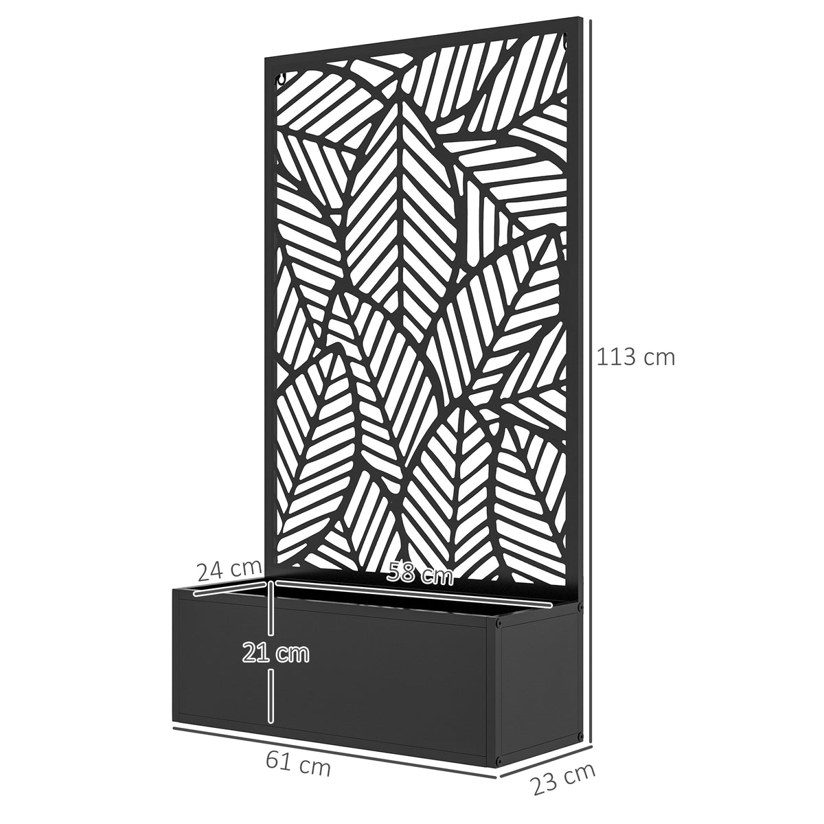Biombo de Exterior com Floreira de Metal Floreira de Parede ou Independente para Cultivos de Plantas Flores para Jardim Varanda 61x23x113 cm Preto — foto 3