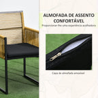 Conjunto de Mesa e Cadeiras de Jardim Conjunto de 3 Peças com 2 Cadeiras com Encosto Dobrável e Almofadas e Mesa de Vidro para Terraço Pátio Natural e Preto — foto 6