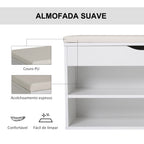 Banco Sapateira com Armazenamento Gaveta Prateleira e Assento Acolchoado para Entrada Estilo Moderno 80x30x47cm Branco — foto 6