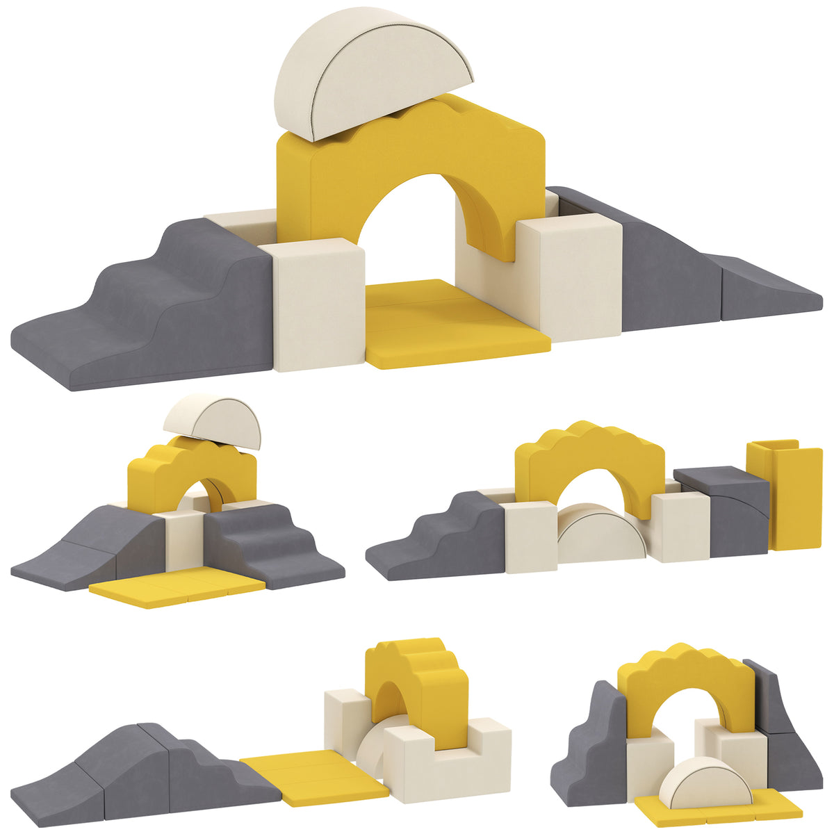 Conjunto de 7 Blocos de Espuma para Crianças Blocos de Psicomotricidade Figuras de Construção Brinquedo para Aprendizagem para Escalar e Rastejar Amarelo — foto 1