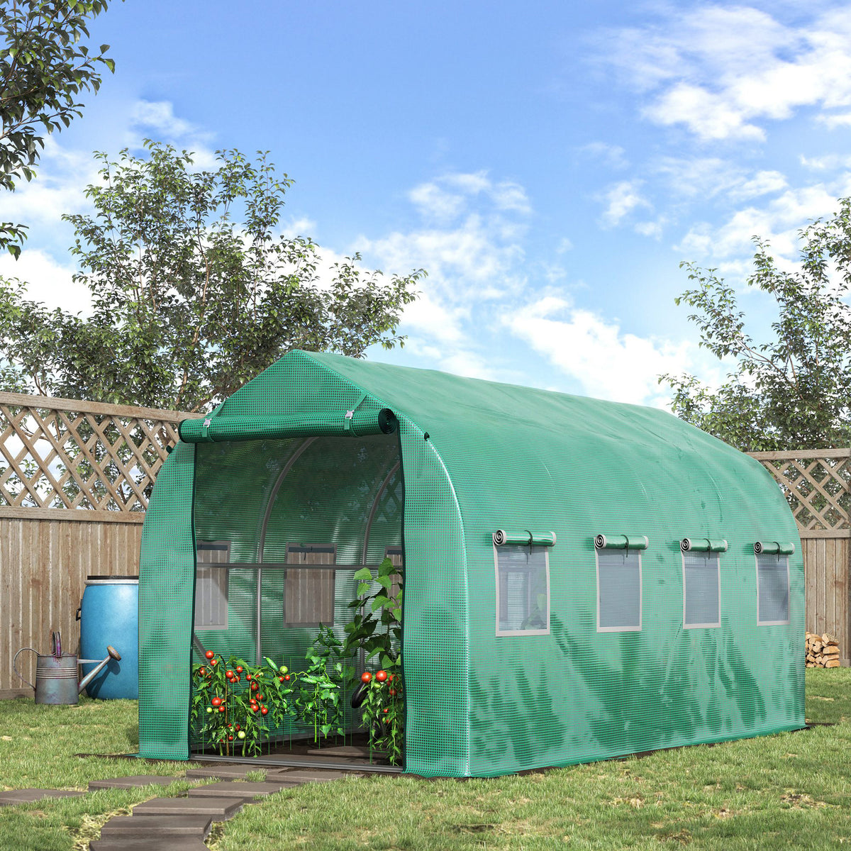 Estufa tipo Túnel 4x2x2 m Estufa de Exterior com 8 Janelas de Malha e Porta Estufa de Cultivos para Pátio Jardim Verde — foto 2