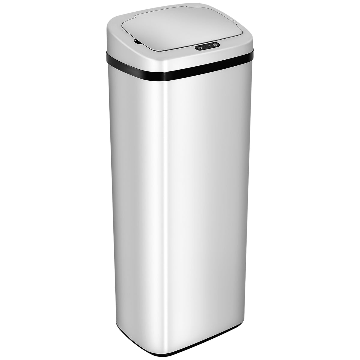 Balde de Lixo Inteligente 50L com Sensor Infravermelho Botão Tátil Balde de Lixo com Abertura Automática Quadrado 33x25x84 cm Prata — foto 1