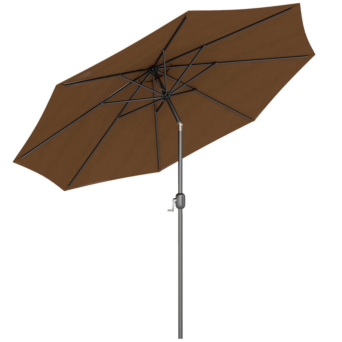 Chapéu de Sol de Jardim Ø295x250cm com Manivela Chapéu de Sol Exterior com Mecanismo de Inclinação e Mastro Desmontável de Metal para Terraço Piscina Pátio Café — foto 1