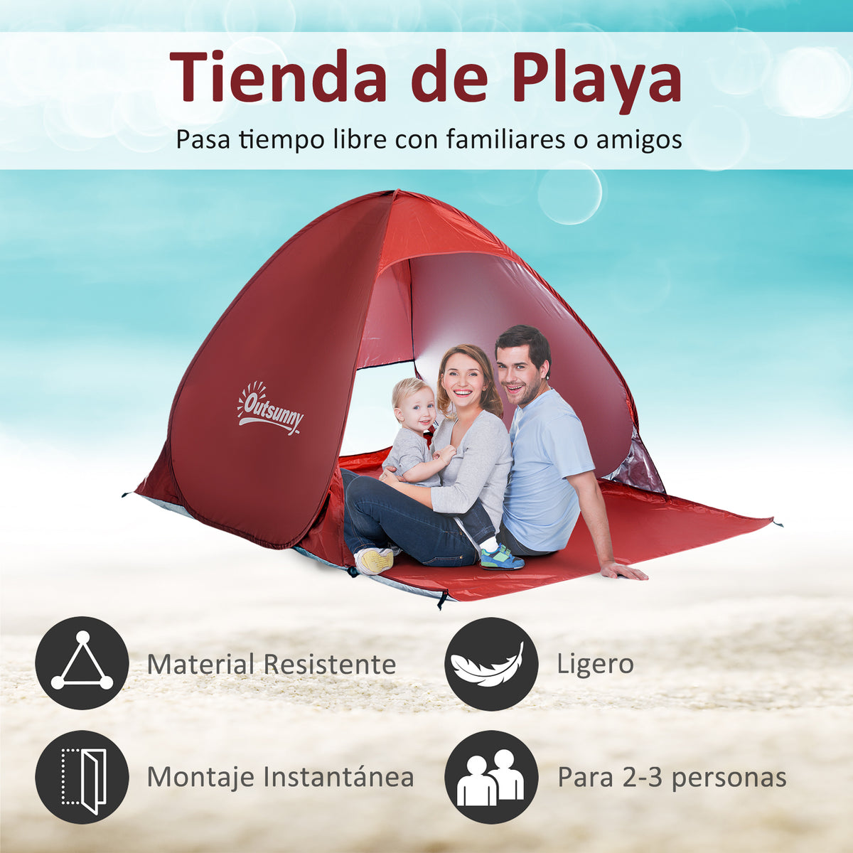 Tenda Pop-up Instantâneo e Portátil com Janelas Protetoras para Piquenique, Praia e Camping com Proteção UV — foto 4
