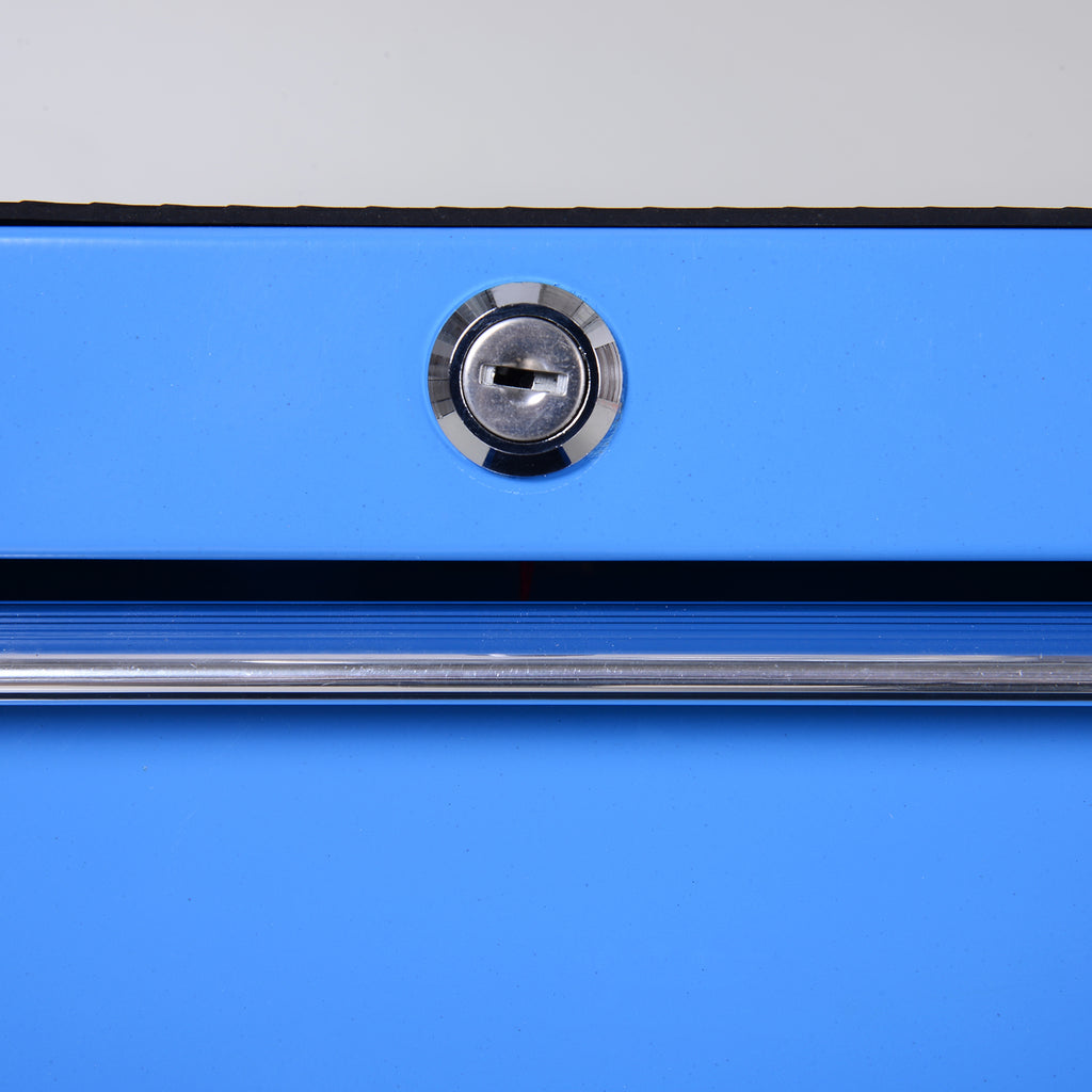 Carrinho de Ferramentas para Oficina com Rodas e 5 Gavetas Fechadura e Alça Lateral 67,5x33x77 cm Azul — foto 8