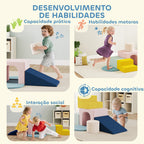 Conjunto de 8 Blocos de Espuma para Crianças Blocos de Psicomotricidade com Capas de Veludo Laváveis Conjunto de Escalada Interior para Escalar e Rastejar Multicor — foto 7