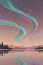 Aurora boreal · Minimalista · quadro constelações — celeste-aurora-boreal-minimal_ver