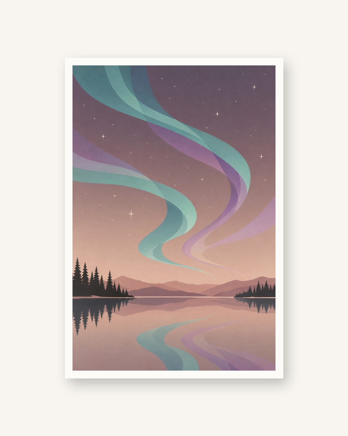 Aurora boreal · Minimalista · quadro constelações — acabamento:poster