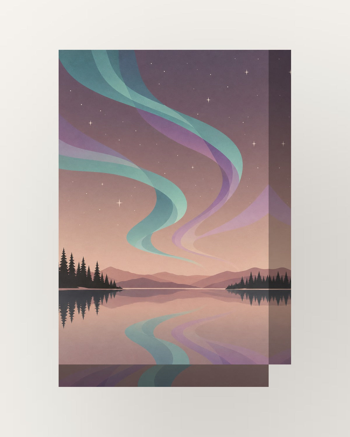 Aurora boreal · Minimalista · quadro constelações — acabamento:thick