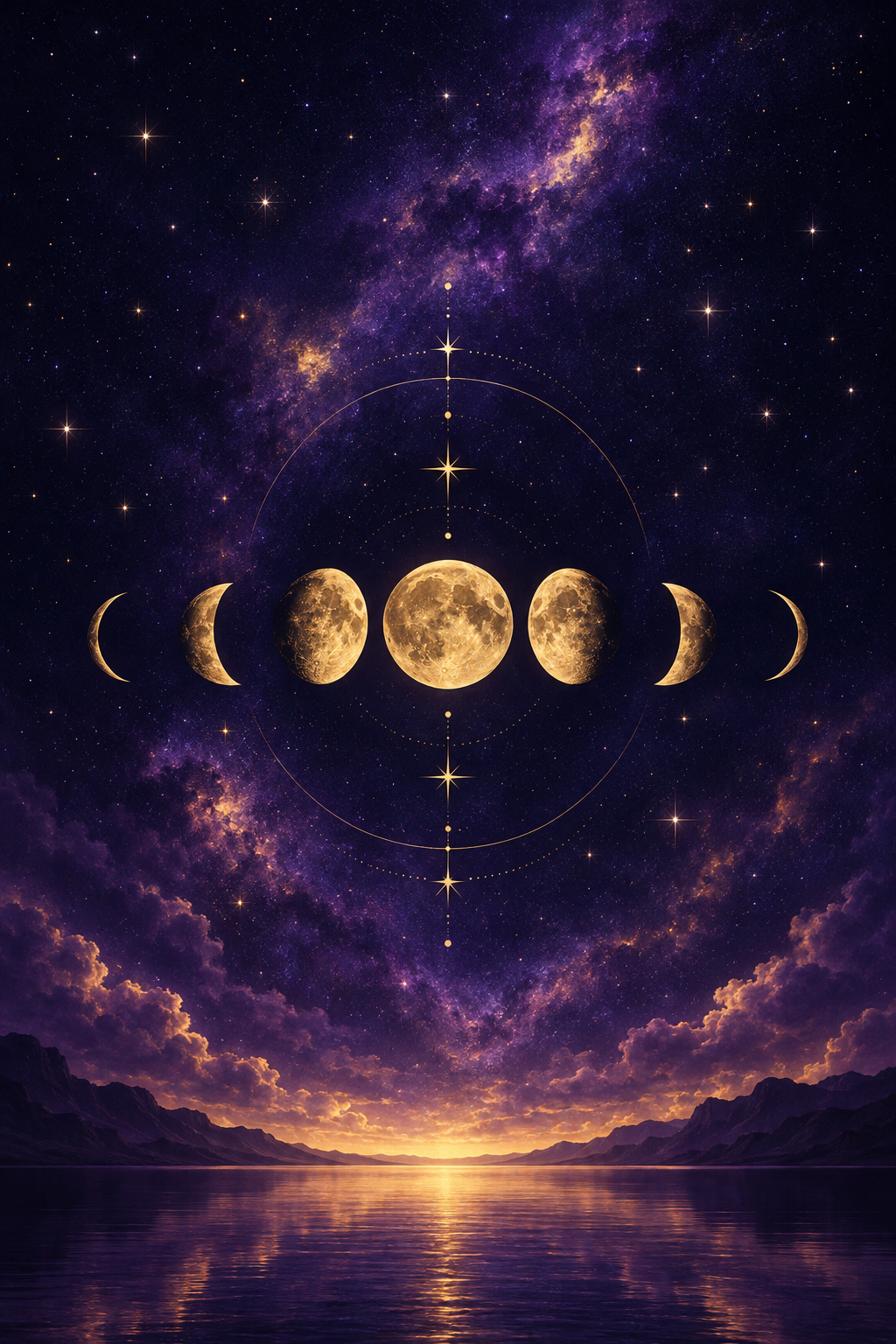 Fases da lua · Arte digital · quadro constelações — celeste-fases-da-lua-digital_ver