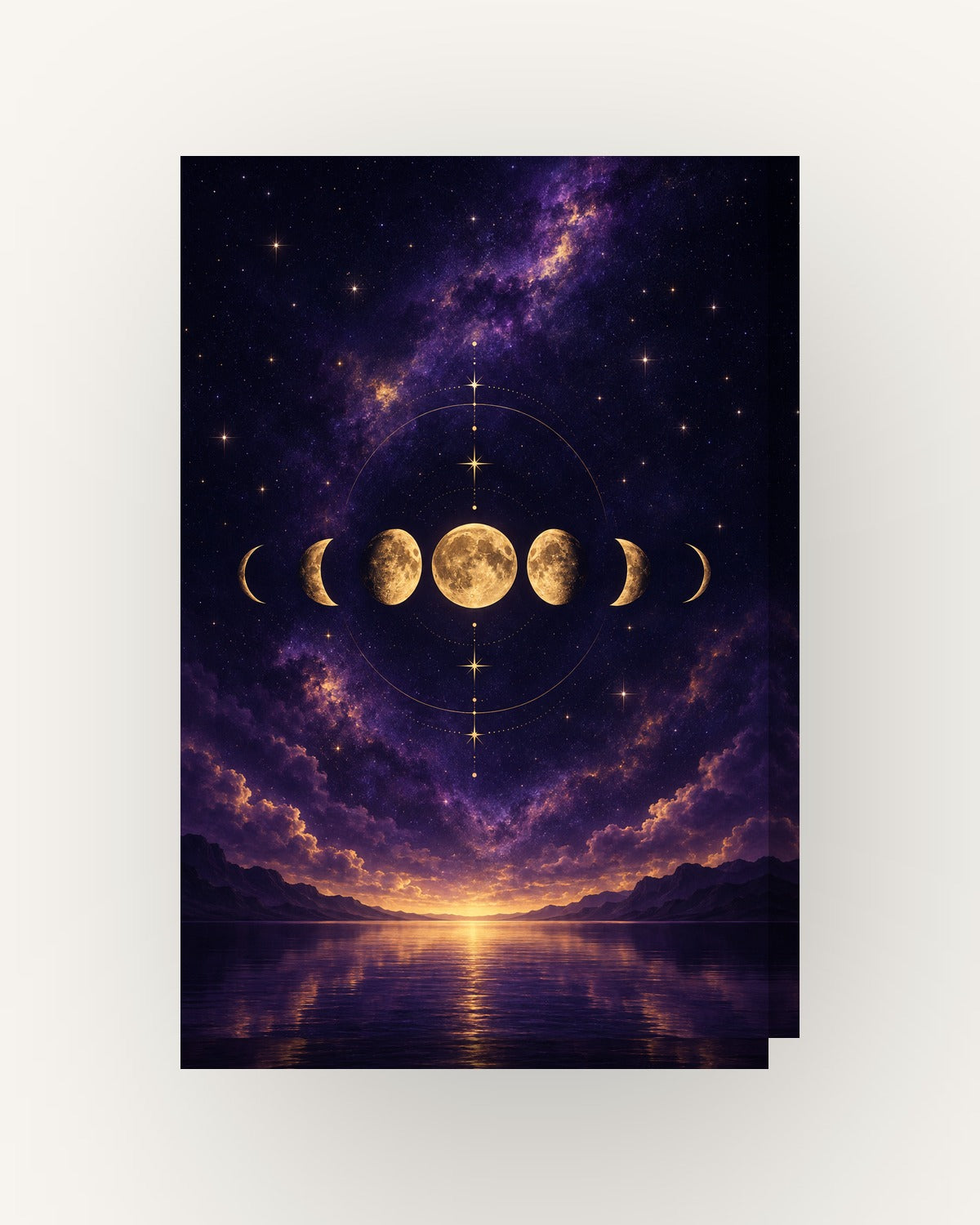Fases da lua · Arte digital · quadro constelações — acabamento:slim