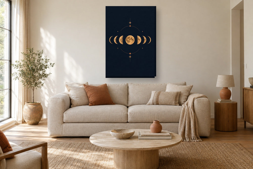 Fases da lua · Minimalista · quadro constelações — celeste-fases-da-lua-minimal_ver_70x100_sala