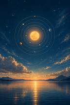 Sol e planetas · Arte digital · quadro constelações — celeste-sol-e-planetas-digital_ver