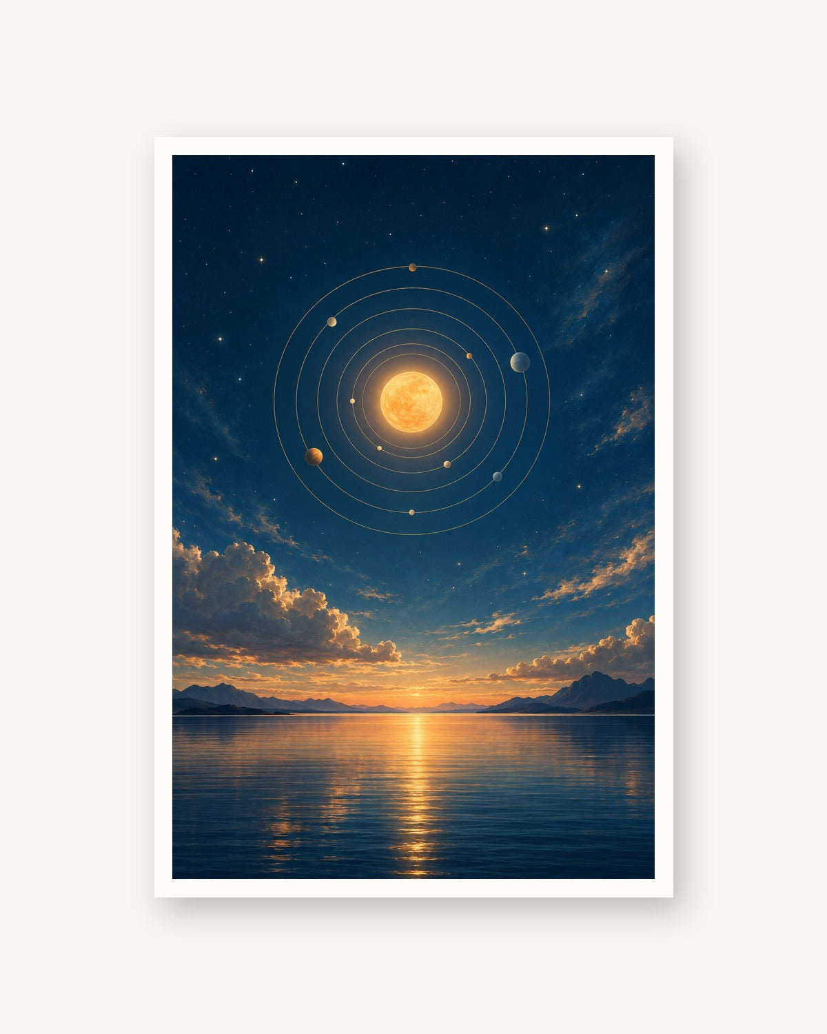 Sol e planetas · Arte digital · quadro constelações — acabamento:poster