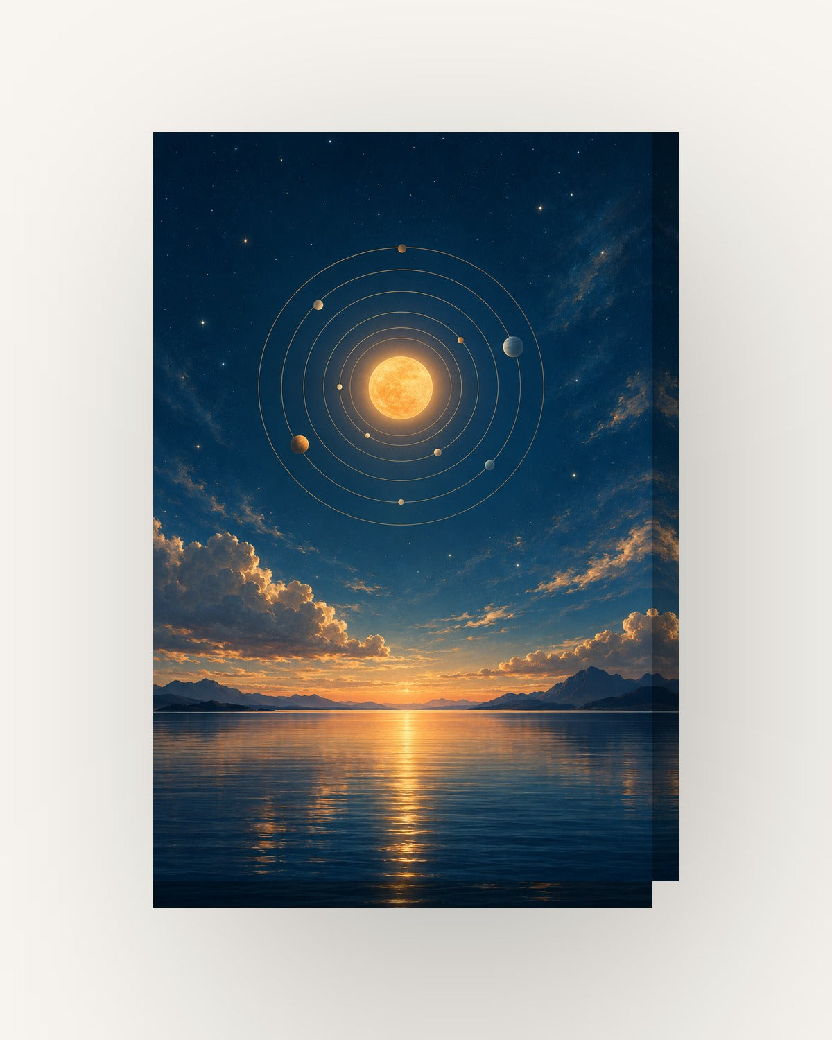 Sol e planetas · Arte digital · quadro constelações — acabamento:slim