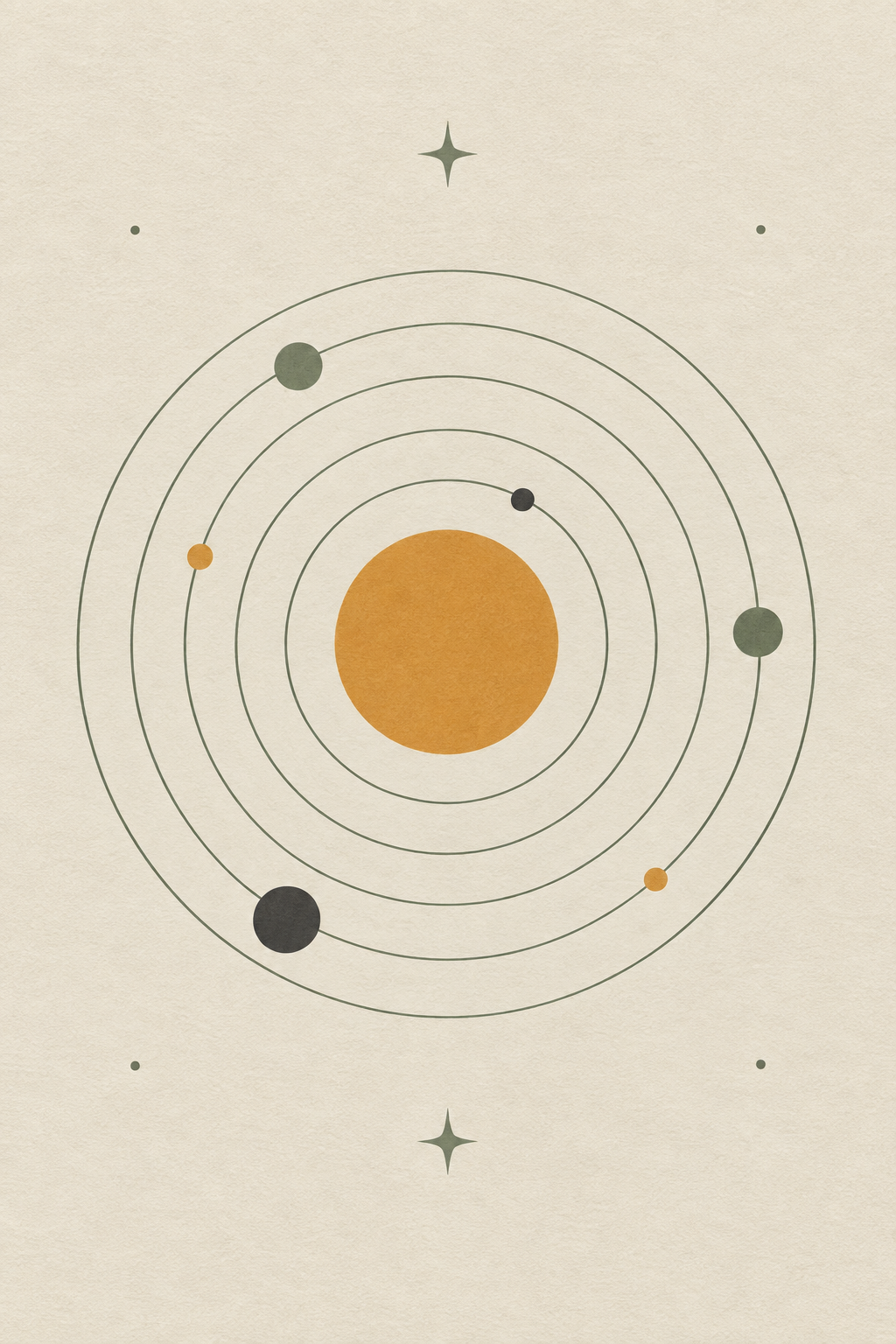 Sol e planetas · Minimalista · quadro constelações — celeste-sol-e-planetas-minimal_ver