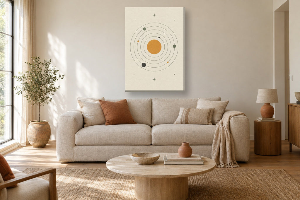 Sol e planetas · Minimalista · quadro constelações — celeste-sol-e-planetas-minimal_ver_70x100_sala